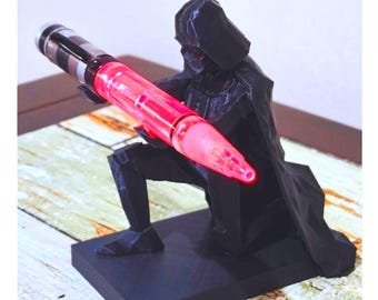 Darth Vader Pen Holder 3D Printed with Light Pen - Star Wars Inspired Father's day Gift, Birthday Gift