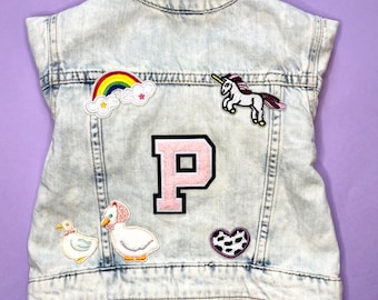 Varsity Style Personalised Kids Denim Jacket