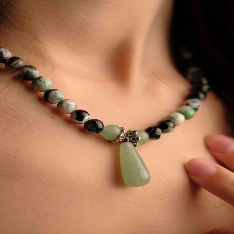 Elegant Boho Jewelry Set, Natural Stone Jewelry Set, Necklace Earring