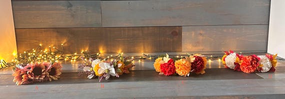 Fall Floral Headband Collection – Autumn Sunflower & Marigold Hair Crowns – Handmade Silk Flower Statement Headbands for Fall Weddings