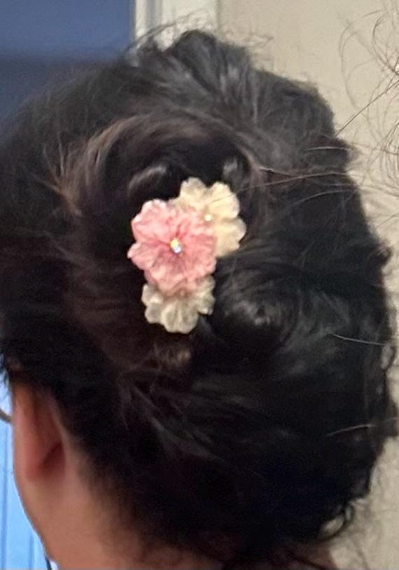 Antique copper french-style hair pin|Floral hair piece|Cherry Blossom Flower|Botanical floral|Bridal hair pin|Vintage charm|Unique gift