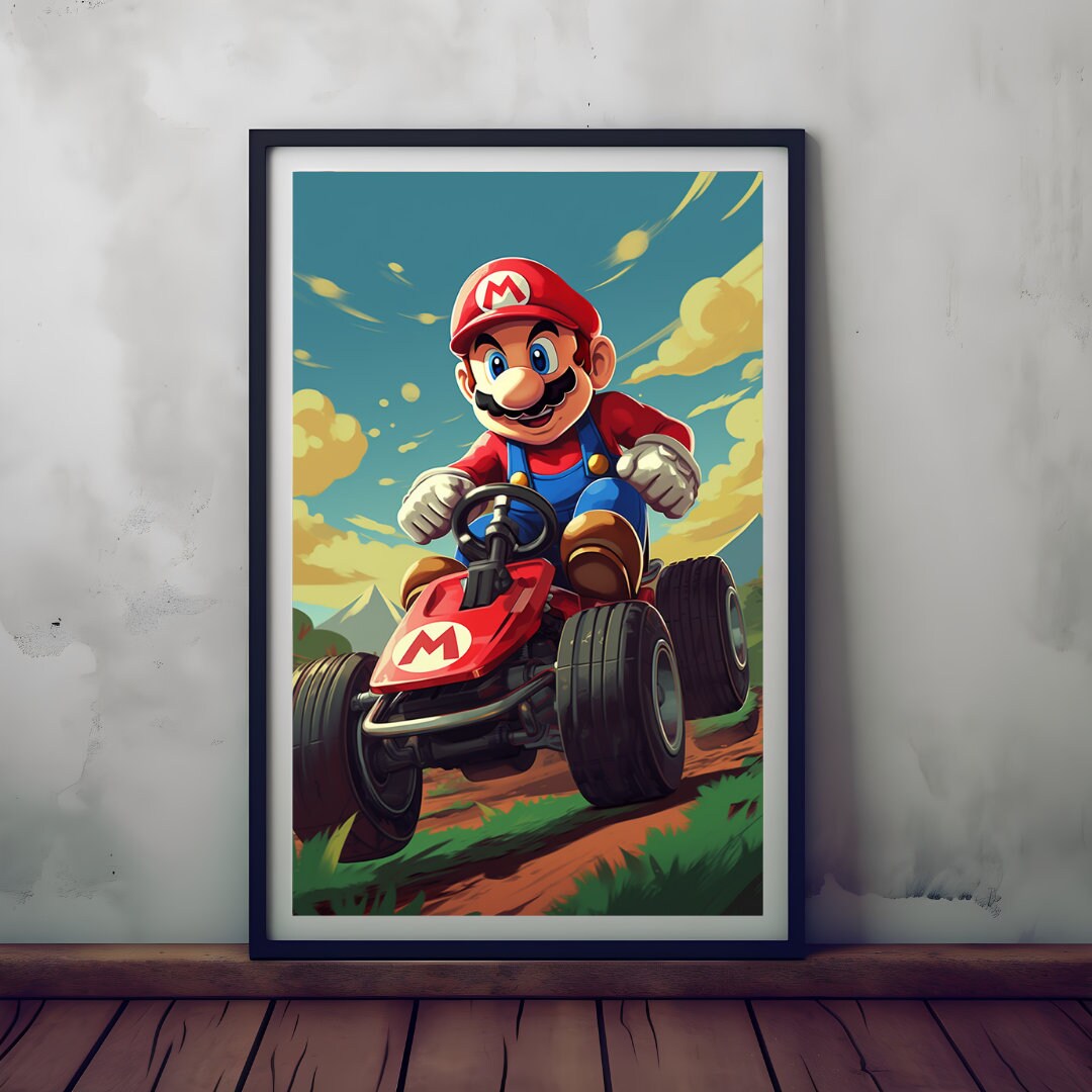 Mario Poster Video Game Mario Kart Wall Art Mario Art for Etsy