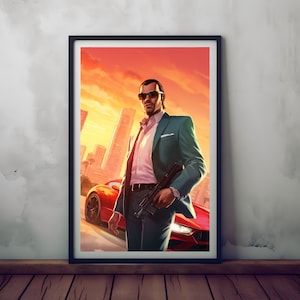 GTA Poster Video Game GTA Wall Art GTA Art for Gaming Room Decor Gift for Gamer