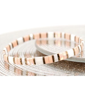 Bracelet Miyuki / Tila, Indien/Peau rouge, Boho, Ethnique,bracelet souple