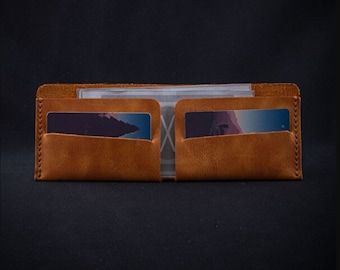 Personalised Genuine Leather Minimalist Bifold Homemade  Men Wallet