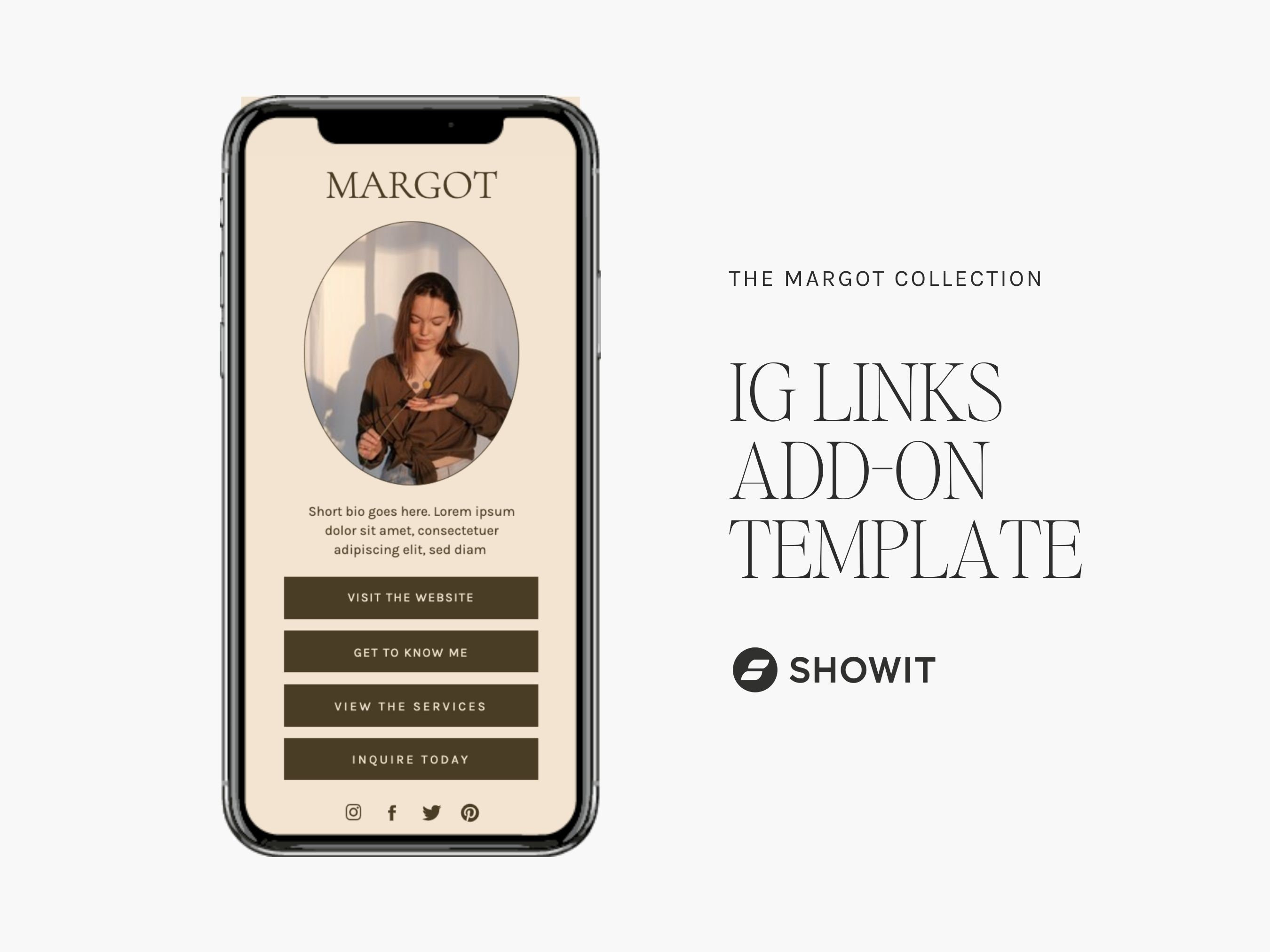 Showit Instagram Links Template, Online Coaches und Mentoren, redaktionelles und modernes Webdesign, kreative Geschäftsinhaber, Link in Bio Template