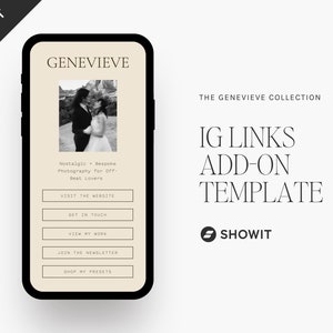 Showit Instagram Links Template, Editorial and Nostalgic Web Design, Wedding Photographer, Photography Website, Links in Bio, Quick Links