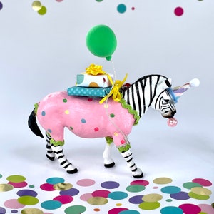 Zebra Cake Topper/ Birthday Zebra/ Zebra Party Animal/ Party Animal Gift Card Holder