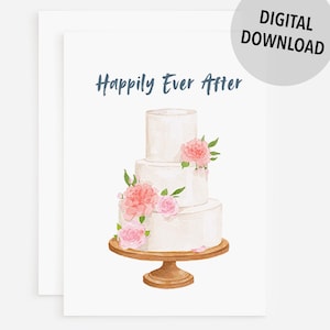 Printable Wedding Card Happily Ever After Congratulations Happy Couple Elopement Day A7 Envelope Template Included 5x7 Digital Download
