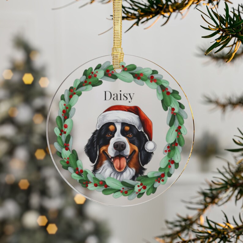 Bernese Mountain Dog Personalized Pet Ornament, Custom Dog Ornament, Gifts for Pet Lovers