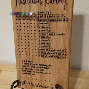 Frustration Rummy board game with pegs Personalized Game board score keeper