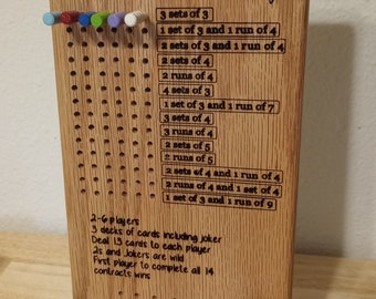 Frustration Rummy board game with pegs Personalized Game board score keeper