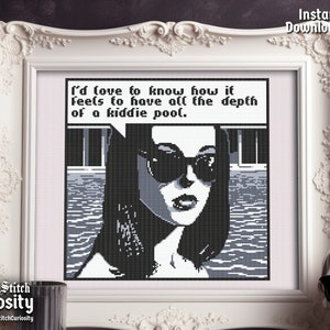 Sassy Cross Stitch Pattern Pdf &quot;Shallow Waters&quot; - Funny Goth quote Gothic Cross Stitch Chart Easy Occult Cross Stitch Instant Download pdf