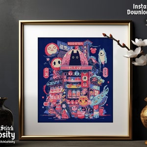 Japanese Cross Stitch Pattern Pdf "Haunted Store" Yokai Manga Anime Cross Stitch Chart Easy Cross Stitch Instant Download pdf Pattern Keeper