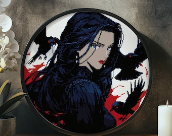 Gothic Cross Stitch PDF Pattern "The Raven's Realm" - Witchy Modern Cross Stitch Chart Instant Download Pdf Pattern Keeper