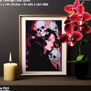 XL Japanese Cross Stitch Pattern Pdf "Death's Embrace" Manga Anime Cross Stitch Chart Easy Cross Stitch Instant Download pdf Pattern Keeper