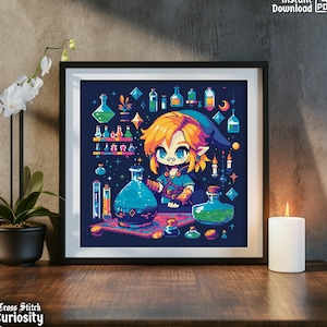 Japanese Cross Stitch Pattern Pdf &quot;The Art of Alchemy&quot; Manga Anime Cross Stitch Chart Easy Cross Stitch Instant Download pdf Pattern Keeper