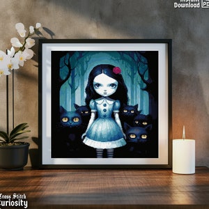 Gothic Cross Stitch PDF Pattern "Alice's Gothic Wonderland" - Witchy Modern Cross Stitch Chart Instant Download Pdf Pattern Keeper