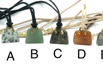 Gemstone Purse Bag Pendant Necklace