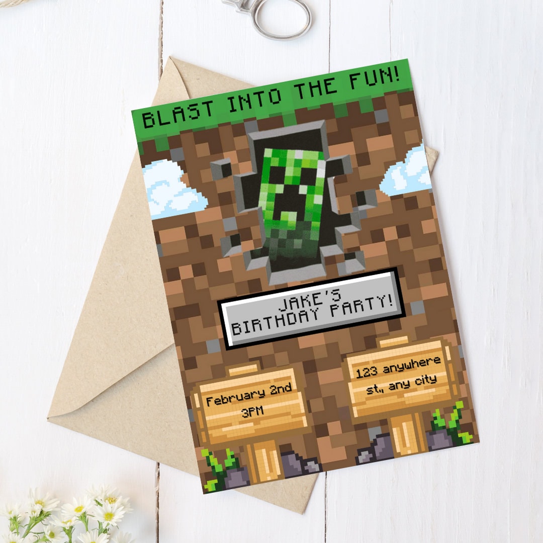 Minecraft Inspired Printable Invitations Page Three Minecraft Inspired Printable Invitations Page Three