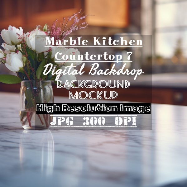 Marble Kitchen Countertop 7 morning coffee mug focused backdrop Digital Download Mockup Background