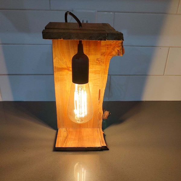 Live Edge Cherry Wood Table Lamp