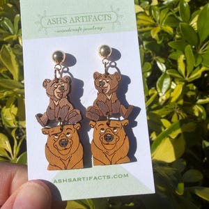Spirit Bear Wooden Earrings Gold