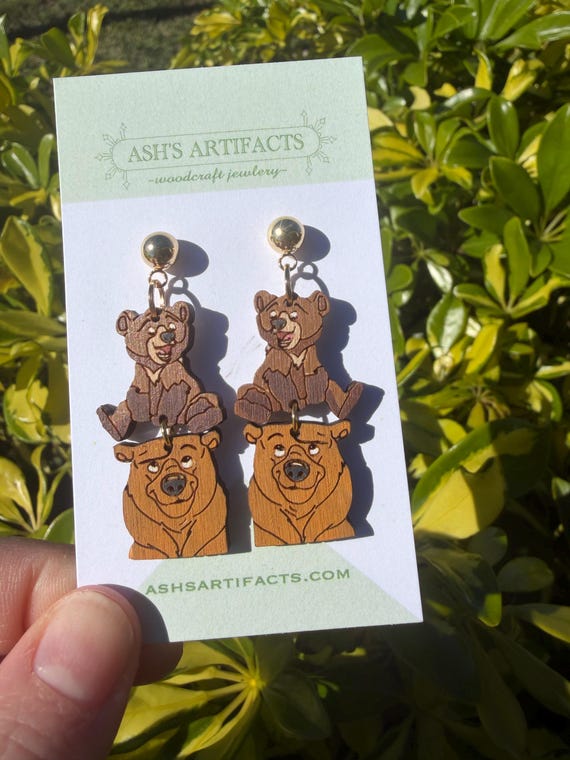 Spirit Bear Wooden Earrings