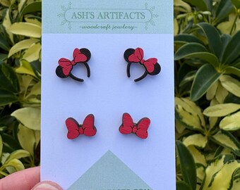 Wood Minnie Mouse Earrings