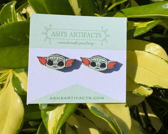 Wooden Grogu Earrings
