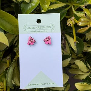 Pink Puff Stud Earrings