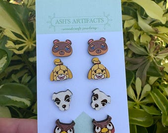 Wooden Animal Villagers Earrings