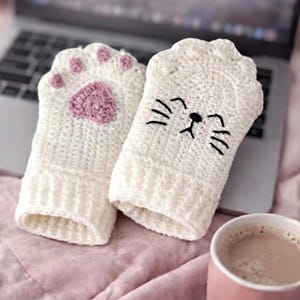 Cat Paw Fingerless Gloves & Earmuffs Crochet Pattern /Cute Earmuffs Crochet Pattern Fingerless Mitts/Fingerless Crochet Gloves-Pdf Bundle