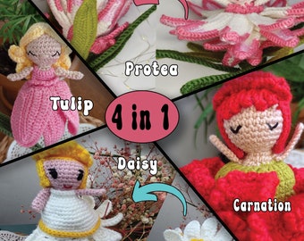 Reversible 4 types of flowers Crochet Pattern | Crochet Pattern Digital Download Trending Cute crochet pattern funny Reversible Flower Pdf