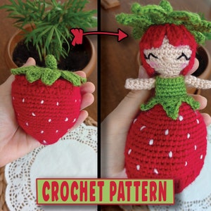 Strawberry Crochet Pattern | Crochet Pattern Digital Download Trending kawaii crochet pattern Cute Reversible Strawberry Doll Amigurumi