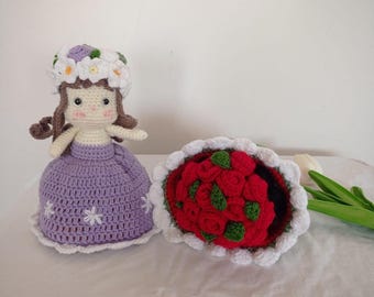 Flower Bouquet and Bride Amigurumi Crochet Pattern | Pattern Digital Download Crochet Pattern, Bouquet Magic Doll, Reversible Flower Bouquet