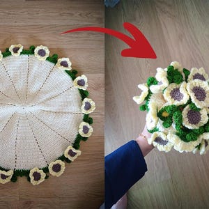 Sunflowers Bouquet Blanket PDF Crochet Pattern | Round Blanket Sunflowers , English Pattern for Beginners, Trending  Blanket pattern