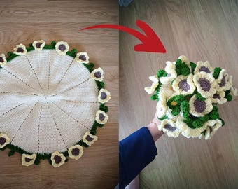 Sonnenblumen Blumenstrauß Decke PDF Häkelanleitung | Runde Decke Sonnenblumen, englisches Muster für Anfänger, Trending Blanket pattern