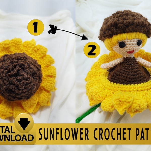 Sunflower Crochet Pattern Digital Download Trending kawaii crochet pattern Cute Funny Sunflower Pattern Sunflower Amigurumi Sunflower Gift