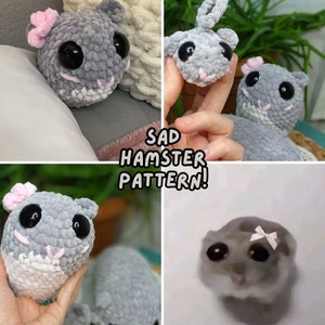 Trending Sad Hamster Crochet Pattern, Funny Meme crochet pattern,Sad Hamster, Digital Download, , Cute crochet pattern, Tiny hamster crochet