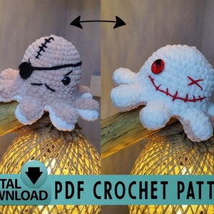 Halloween Voodoo Doll Crochet pattern Octopus Crochet Pattern Two Faces Reversible octopus Crochet Pattern Pirate crochet pattern PDF