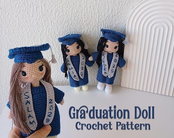 Patrón de crochet para muñeca de graduación 2026, patrón de crochet para muñeca amigurumi de graduación, patrón de crochet para regalo de graduación hecho a mano, patrón en PDF
