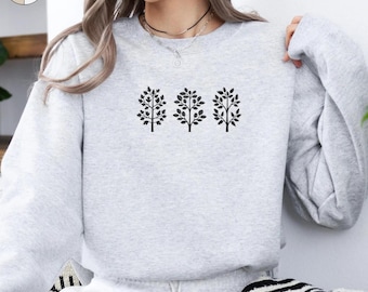 Sudadera minimalista con árbol, jersey de bosque botánico, suéter de estilo cottagecore con temática natural