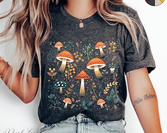 Colourful Mushroom T Shirt, Magic Mushroom Shirt, Cottagecore Nature Shirt, Forest Graphic Tee, Boho Shirt, Autumn Shirt, Hippie Clothes