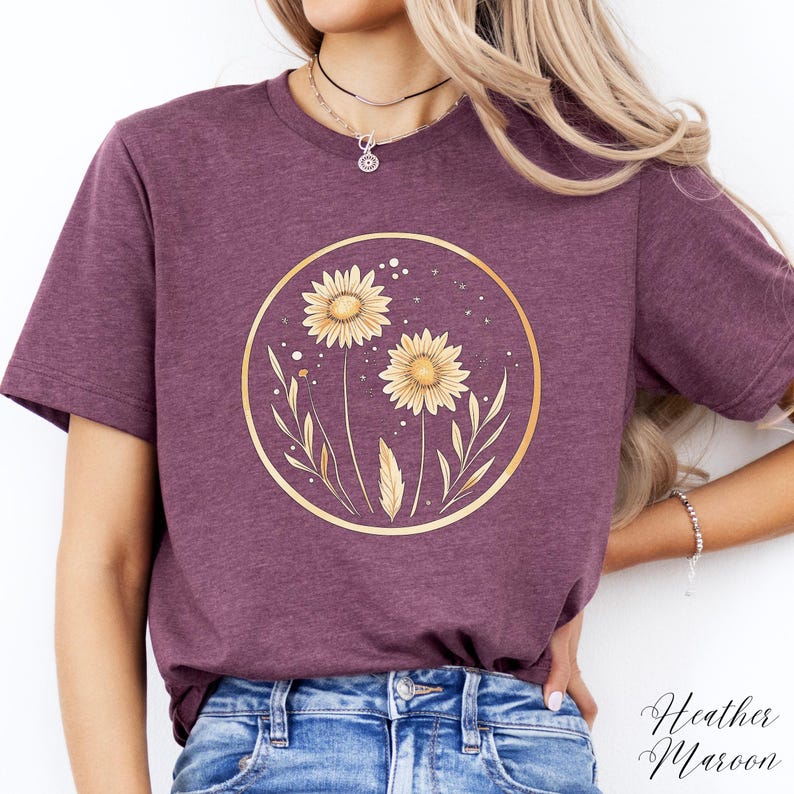 Mystical Flowers Shirt, Goblincore Floral Tshirt, Bohemian Wildflower Shirt, Cute Plant Shirt, Nature T-Shirt, Boho Shirt, Hippie Clothes image 3