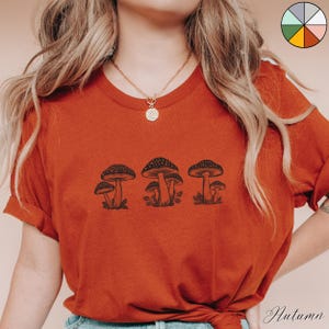 Dark Mushroom Tshirt, Cottagecore Woodland Aesthetic Graphic Tee, Boho Clothes, Fall Mushroom Shirt, Botanical Forest Shirt, Mushroom Gifts