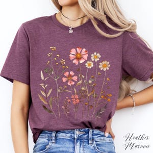 Vintage Wild Flower Shirt, Pressed Flower Vintage Graphic Tee, Cottage core Floral Shirt, Wildflower Shirt, Boho Shirt, Nature Garden Shirt image 6
