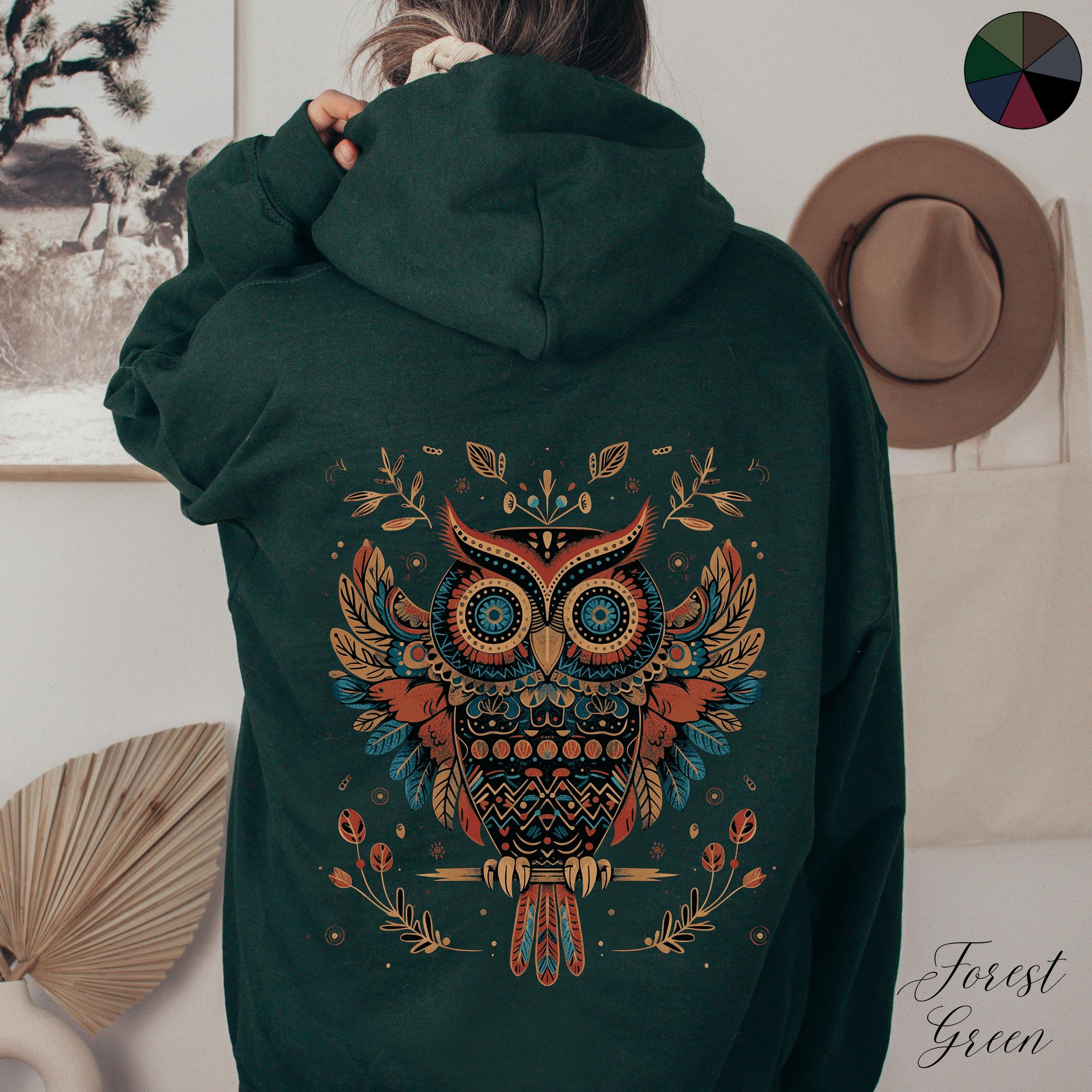 Totem Owl Hoodie, Spirit Animal Hoodie, Native American Graphic Hoodie, Grunge Hoodie, Owl Gifts, Bi