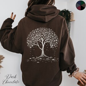 White Tree of Life Hoodie, Bohemian Forest Graphic Hoodie, Celestial Celtic Tree Hoodie, Cottagecore Autumn Hoody, Nature Hippy Boho Clothes