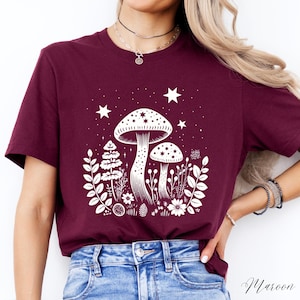 Celestial Mushroom Tshirt, Cottagecore Woodland Shirt, Forest Shirt, Nature Shirt, Botanical Shirt, Boho Shirt, Plants Shirt, Mushroom Gifts image 8
